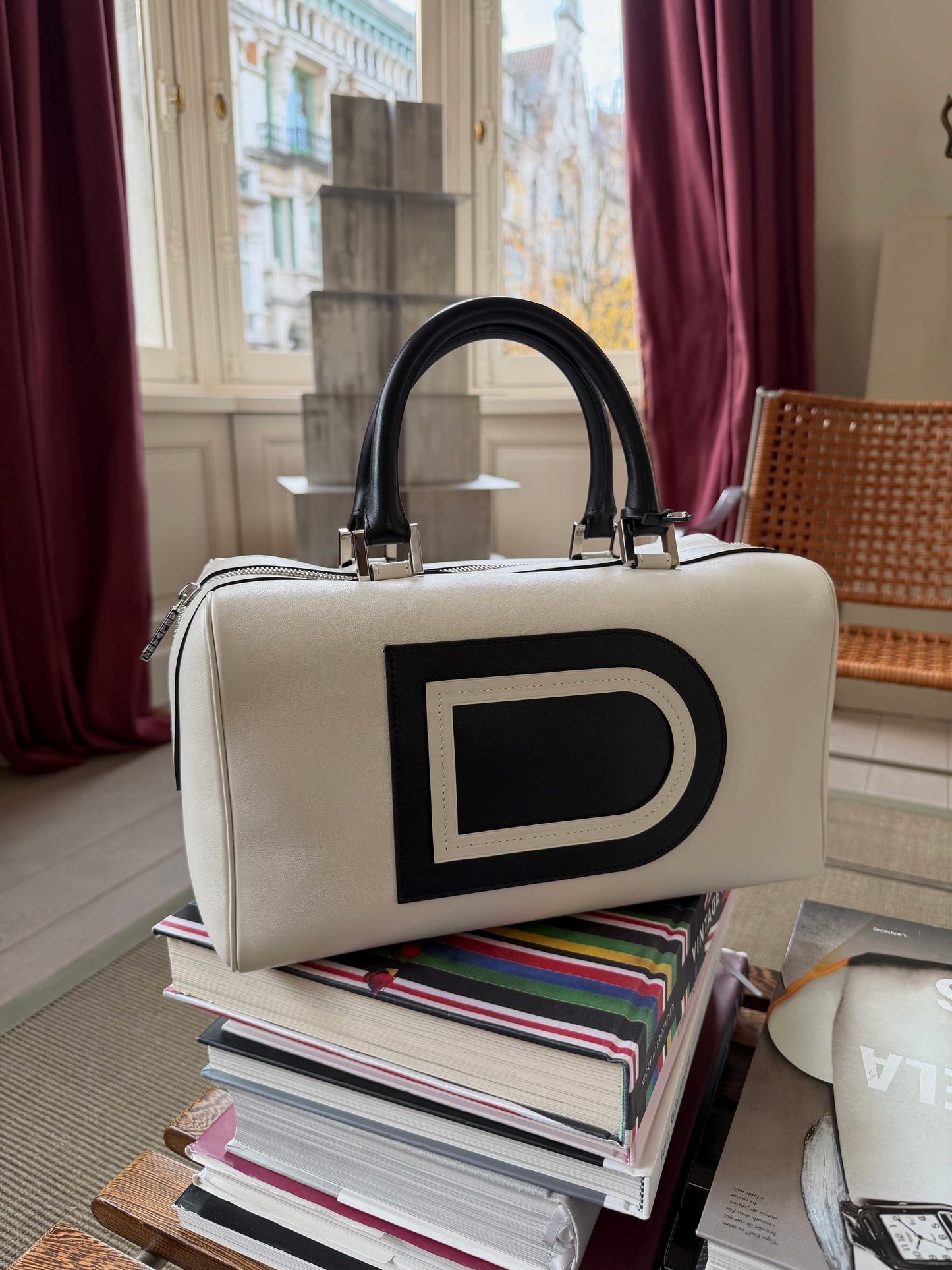 Delvaux Bicolore Louise Boston Allure Top Handle Bag