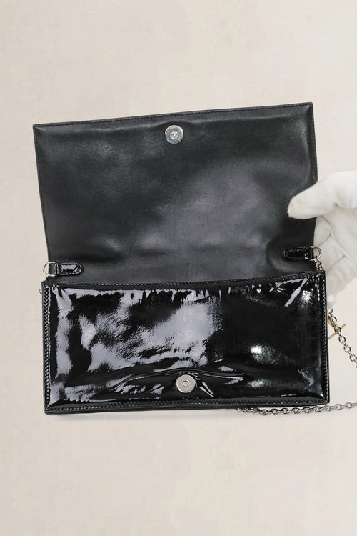 Christian Dior Black Patent Cannage Leather Pouch
