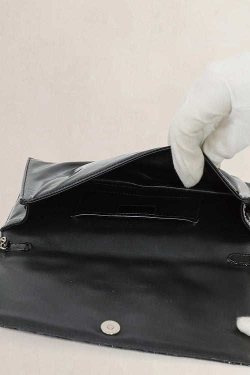 Christian Dior Black Patent Cannage Leather Pouch