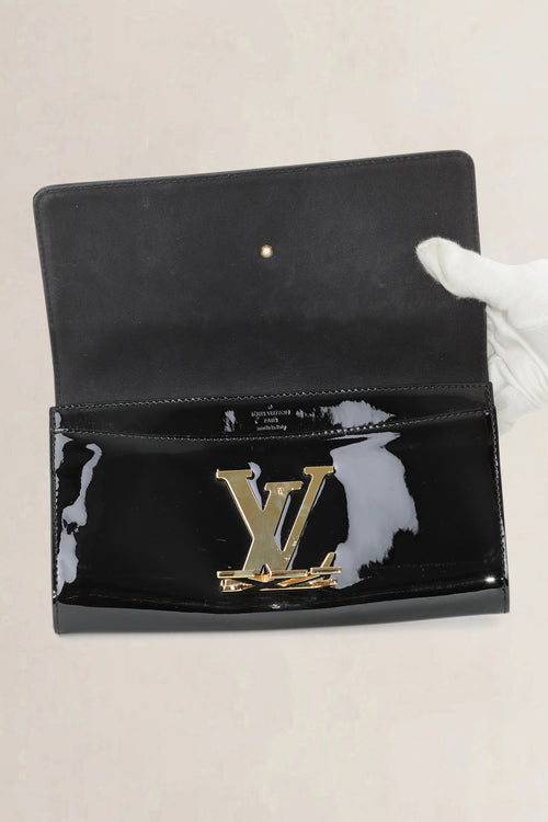 Louis Vuitton Black Patent leather Louise Clutch