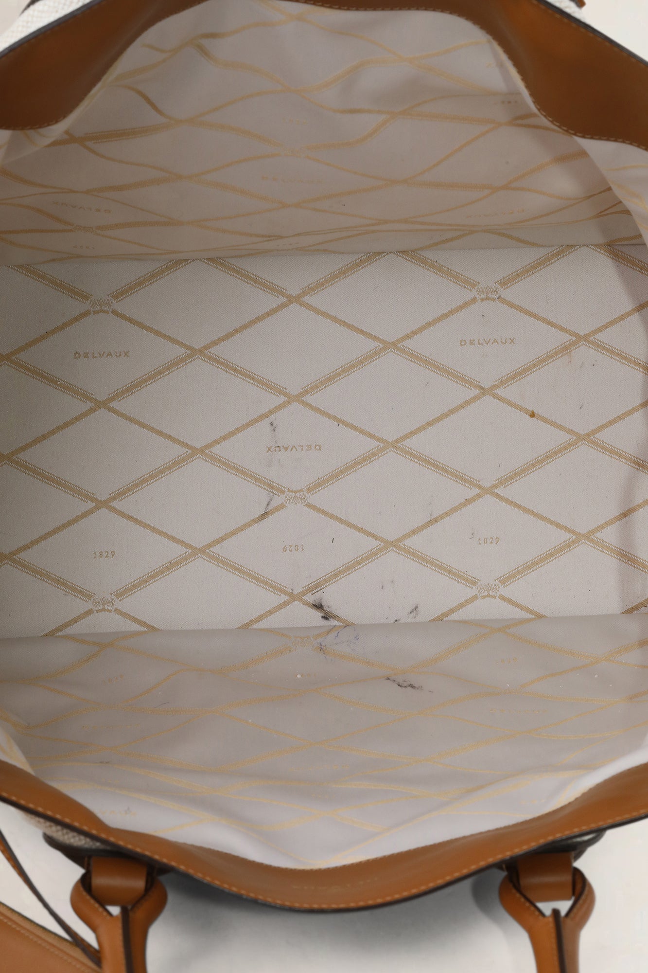 Delvaux Natural Canvas/Leather Cabas Chic Shoulder Bag