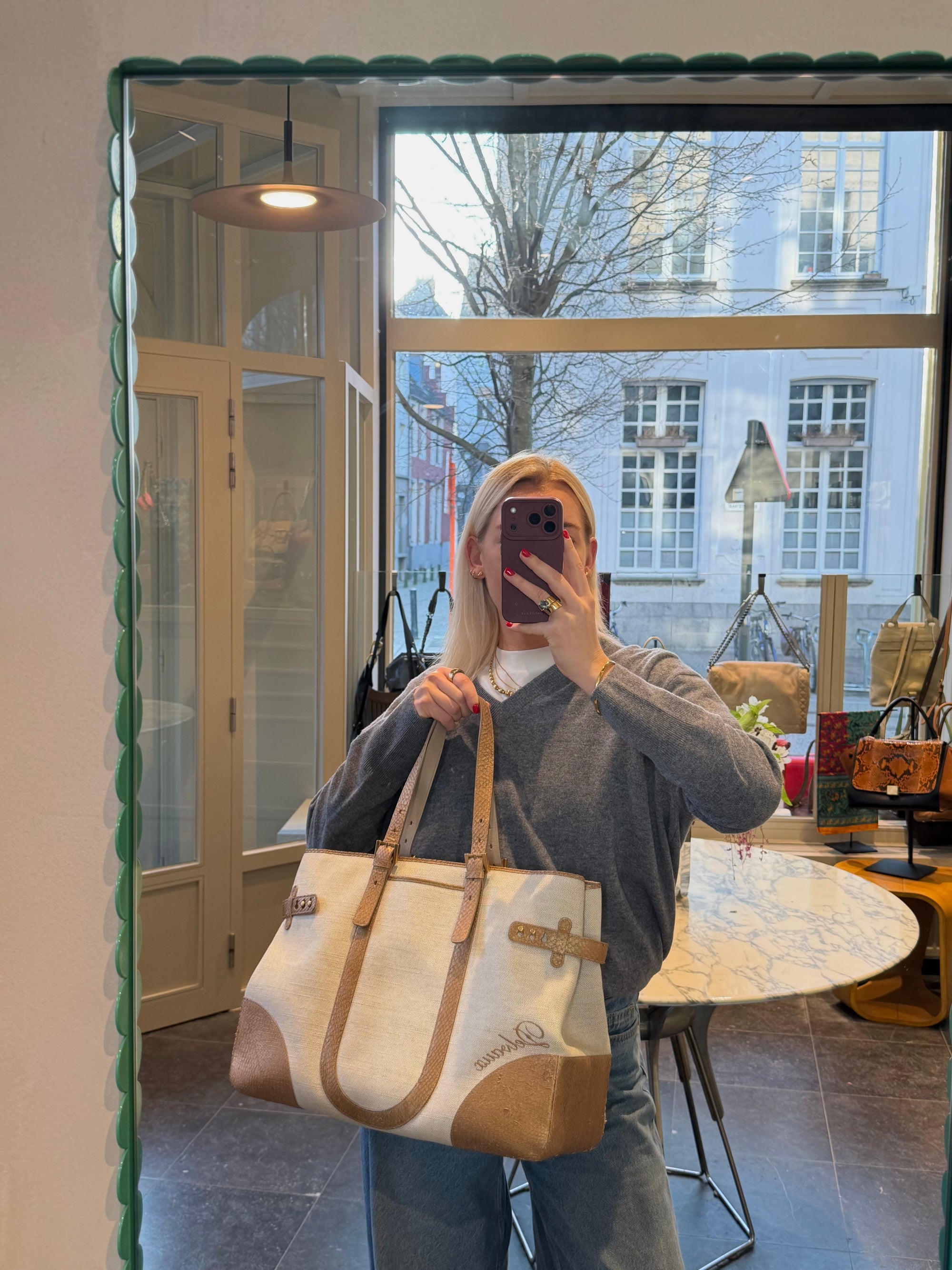 Delvaux Natural Tempête City MM Shoulder Bag