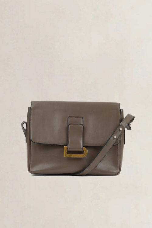 Delvaux Grey Leather Poirier Crossbody Bag