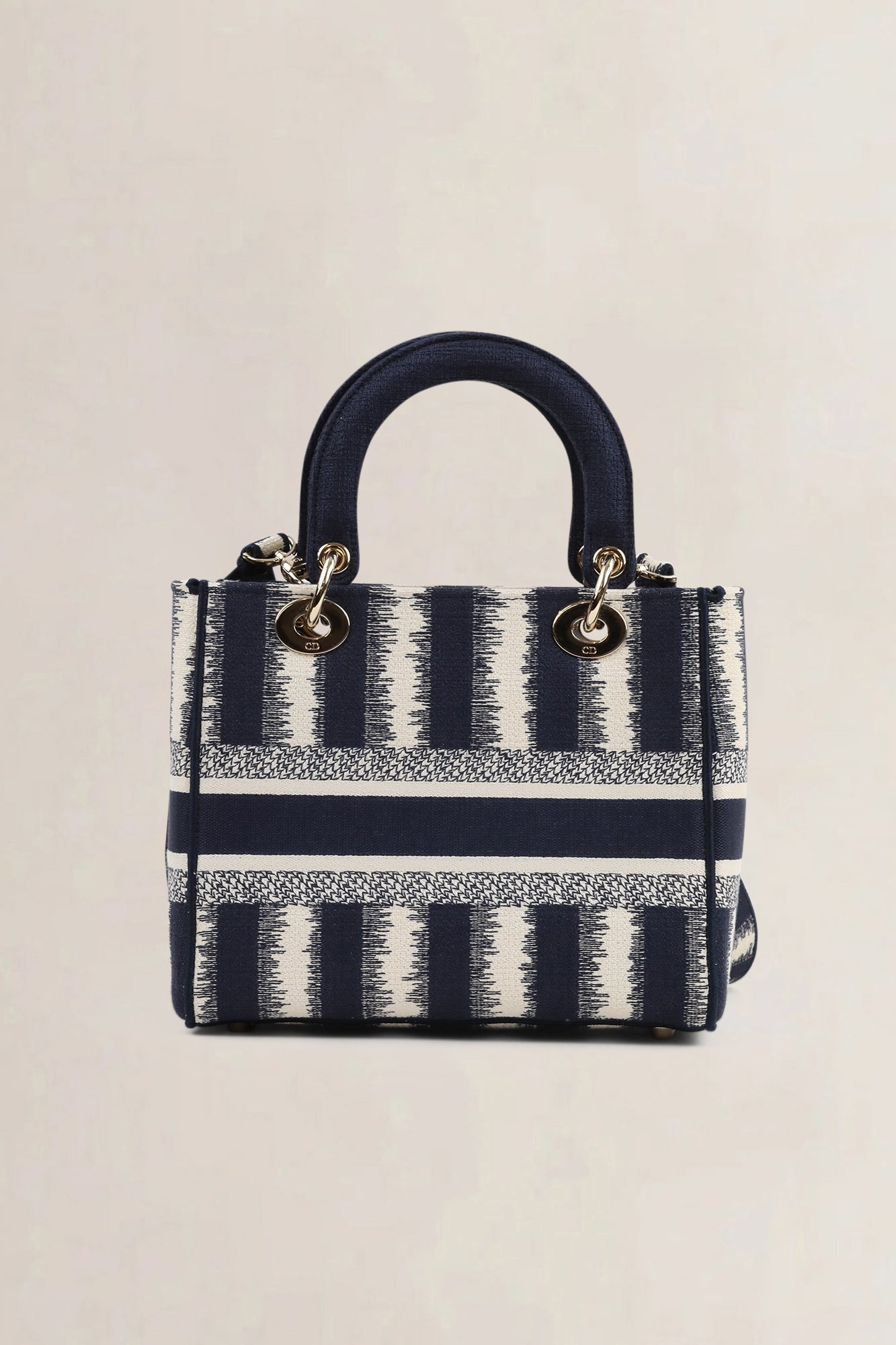 Christian Dior Blue/Beige Striped Lady  D-Lite Crossbody Bag