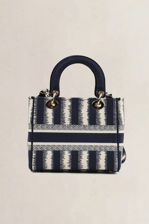 Christian Dior Blue/Beige Striped Lady  D-Lite Crossbody Bag