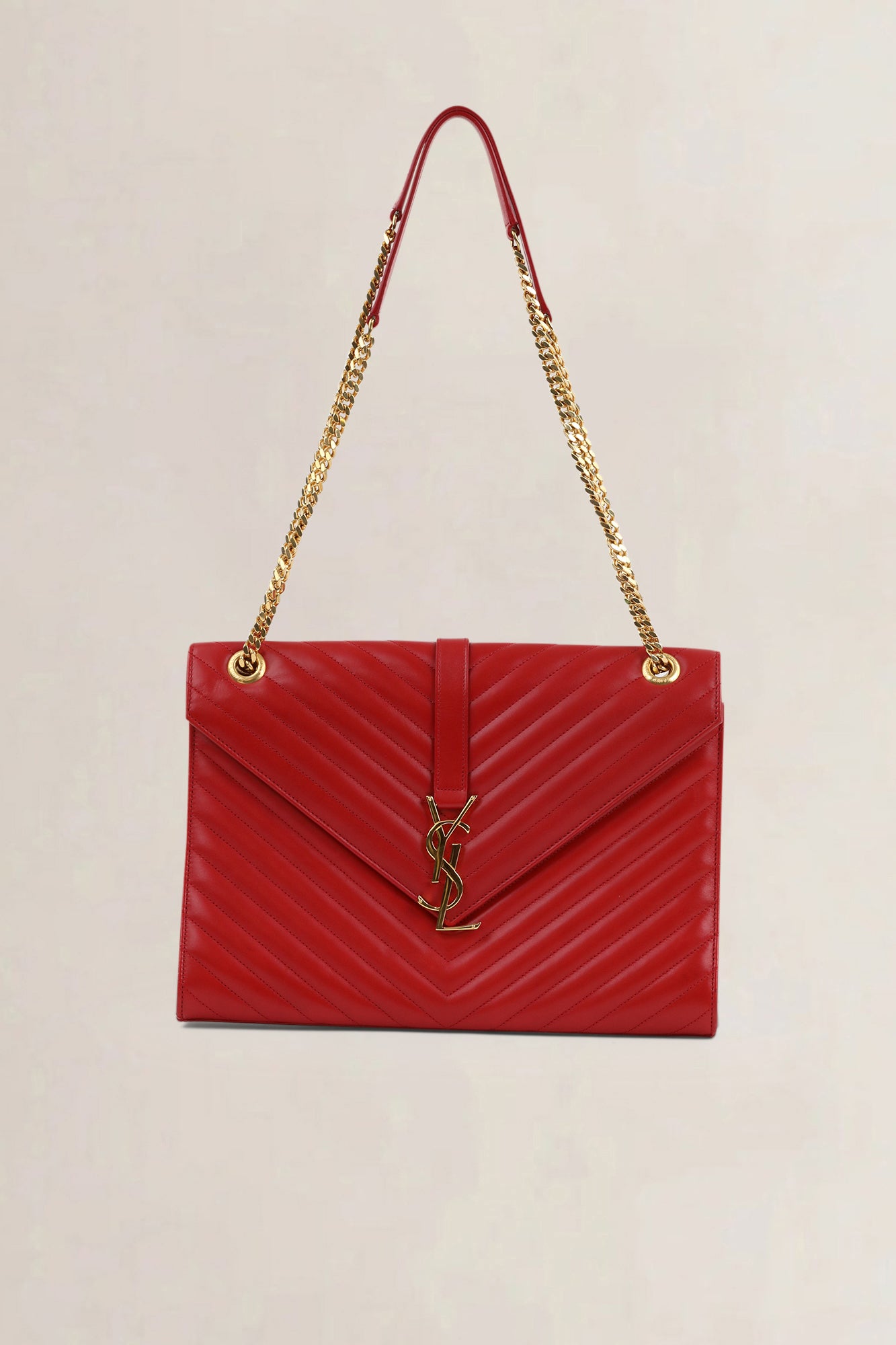 YSL Red Large Envelope Shoulder Bag