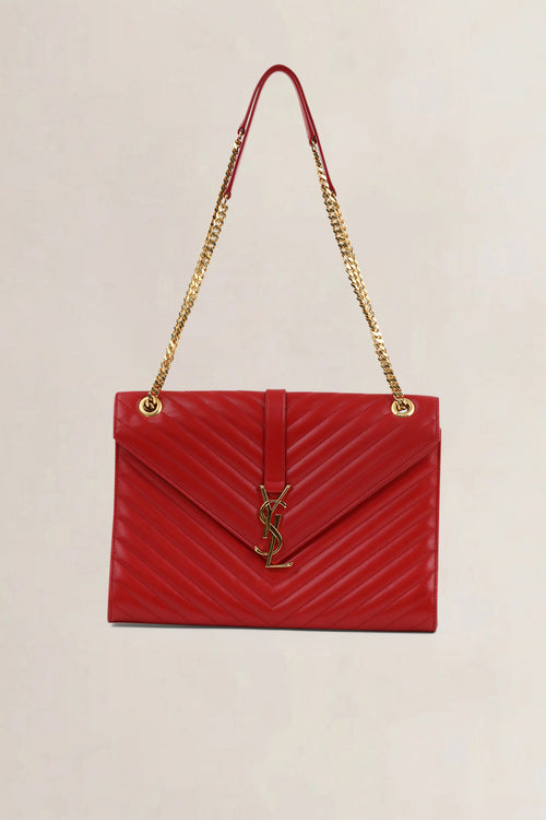 YSL Red Large Envelope Shoulder Bag