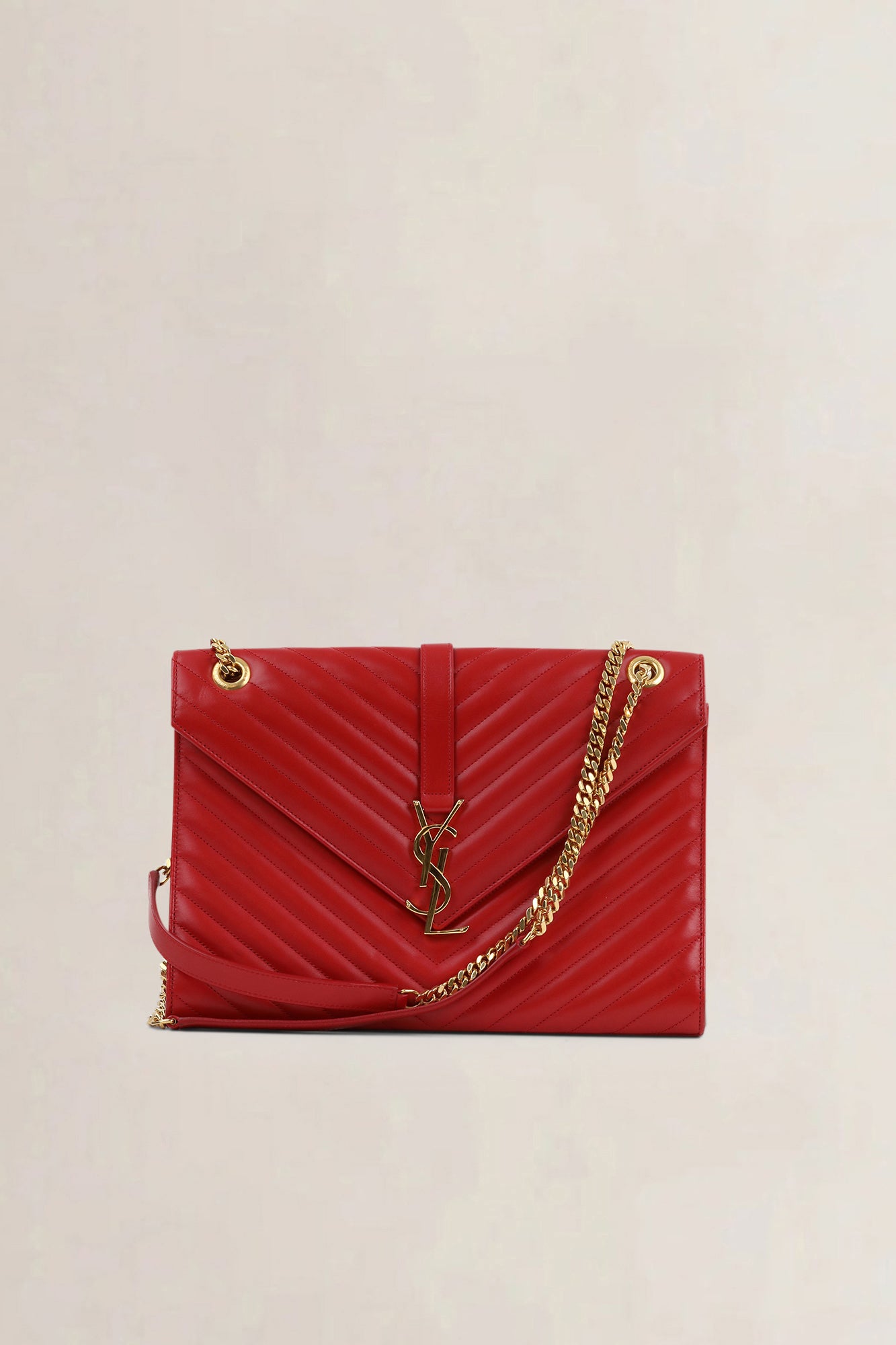 YSL Red Large Envelope Shoulder Bag