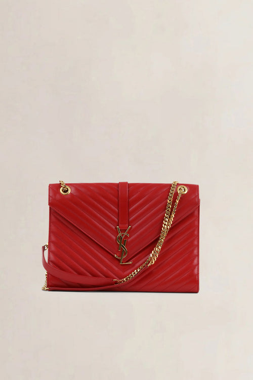 YSL Red Large Envelope Shoulder Bag