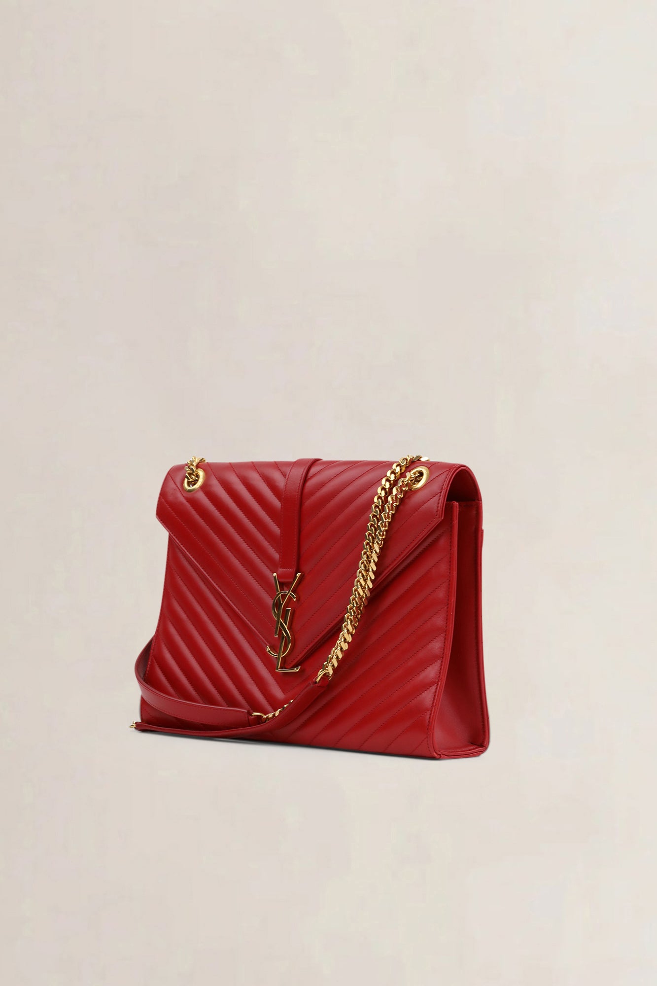 YSL Red Large Envelope Shoulder Bag