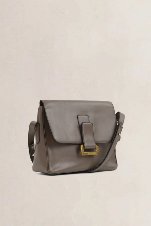 Delvaux Grey Leather Poirier Crossbody Bag