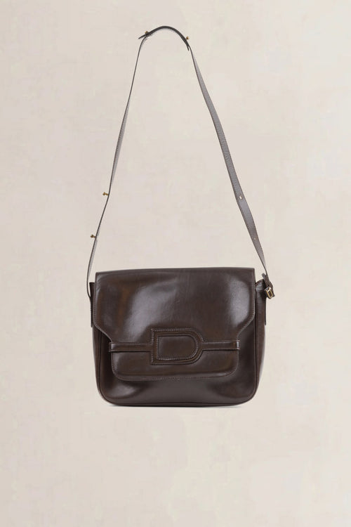 Delvaux Dark Brown Leather Crossbody Bag
