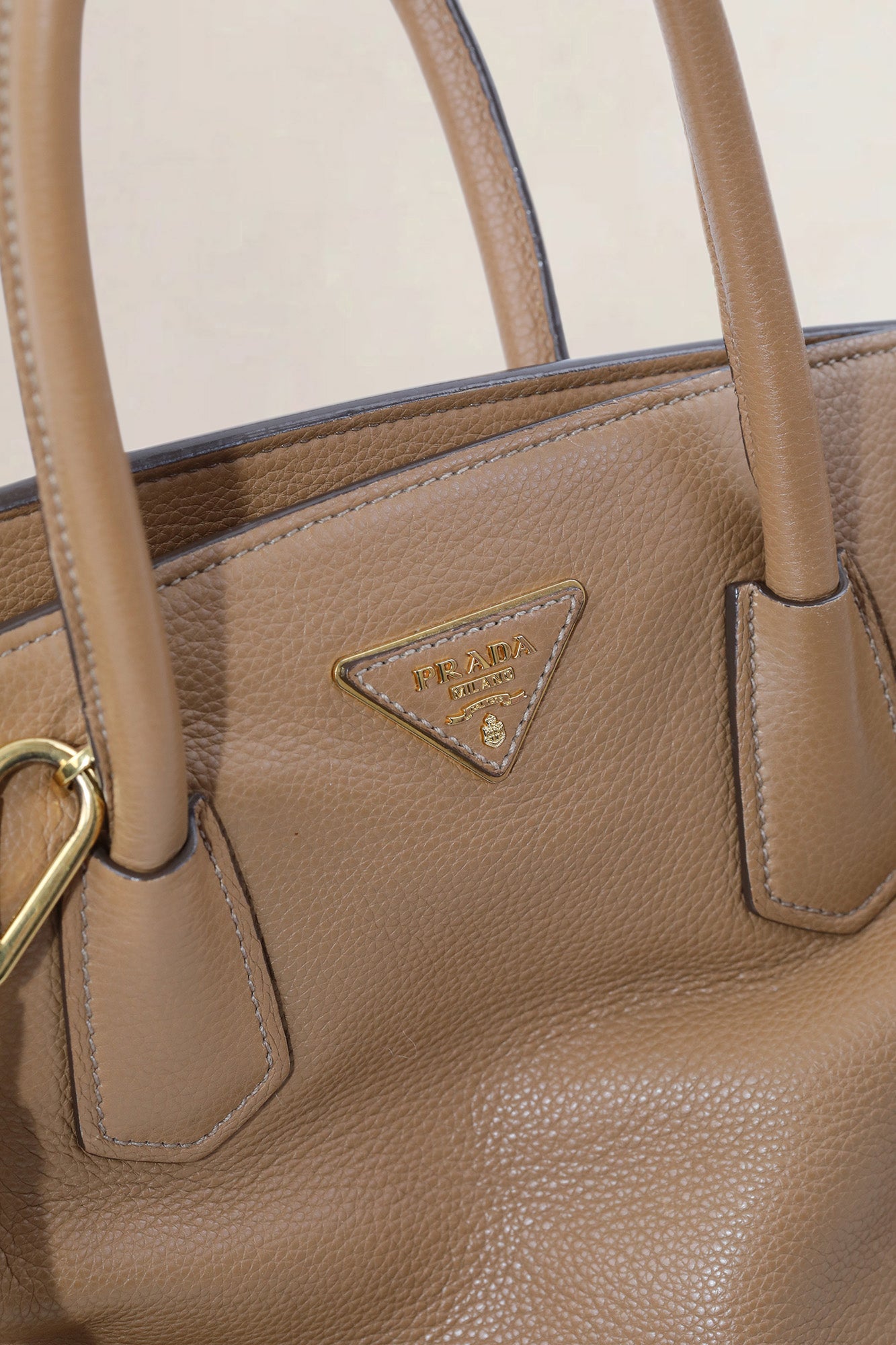 Prada Camel Vitello Daino Two Way Shoulder Bag