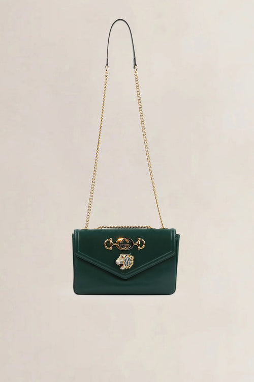 Gucci Green Rajah Tiger Head Crossbody Bag