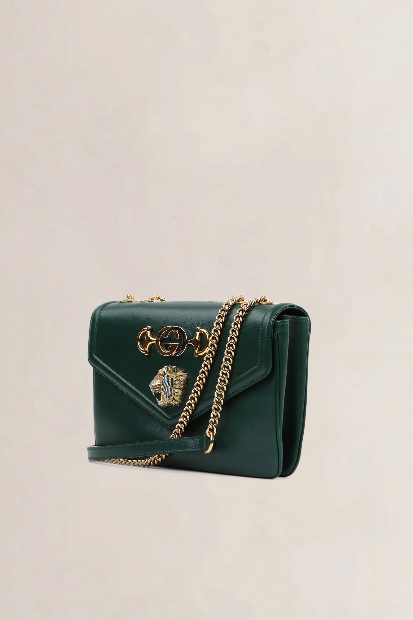 Gucci Green Rajah Tiger Head Crossbody Bag