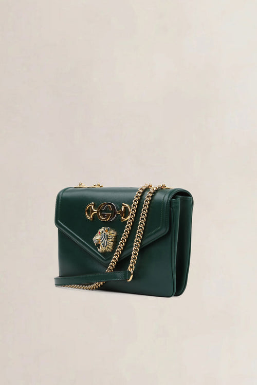 Gucci Green Rajah Tiger Head Crossbody Bag