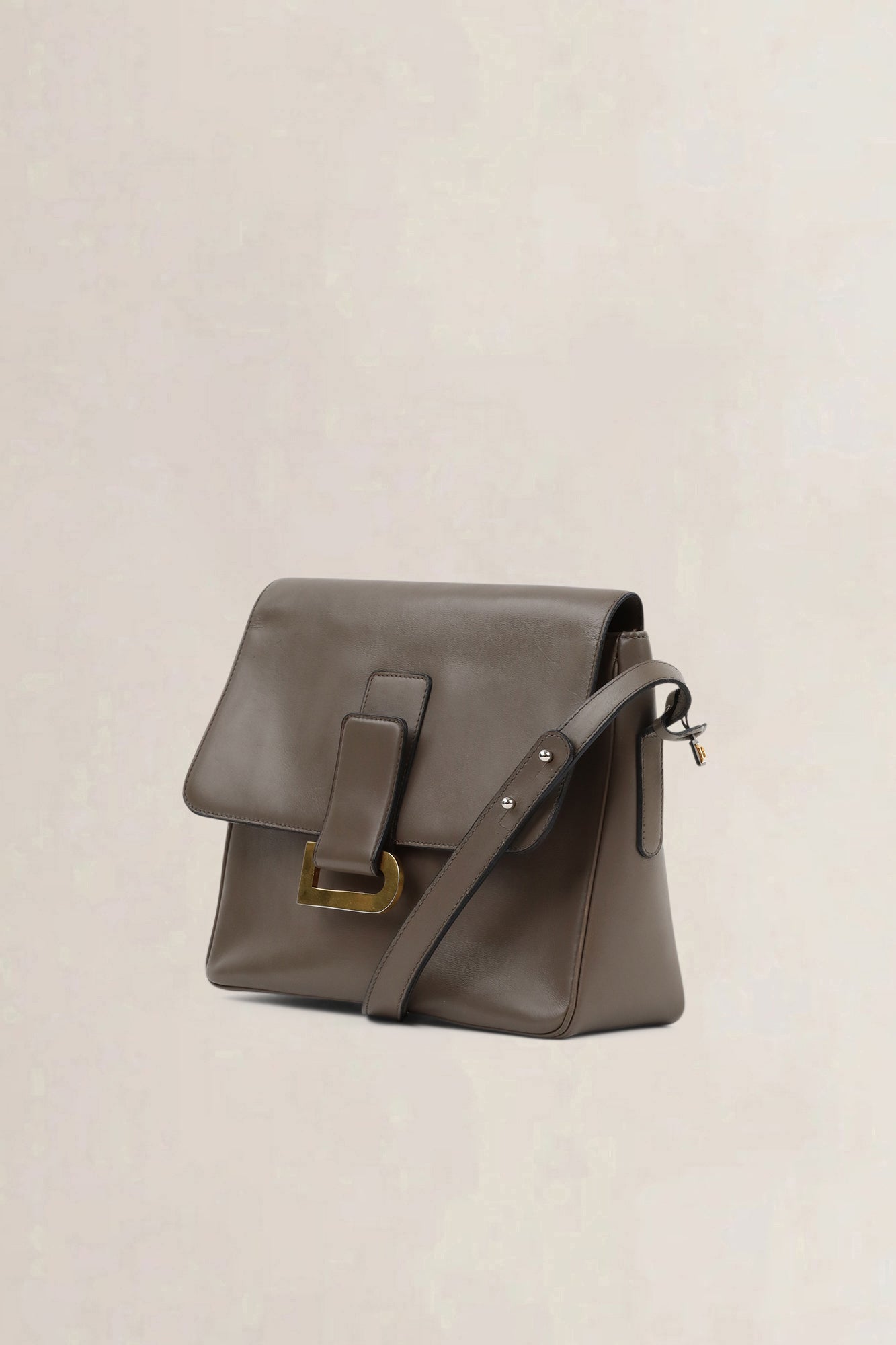 Delvaux Grey Leather Poirier Crossbody Bag