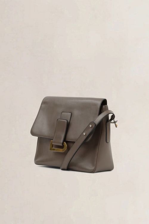 Delvaux Grey Leather Poirier Crossbody Bag