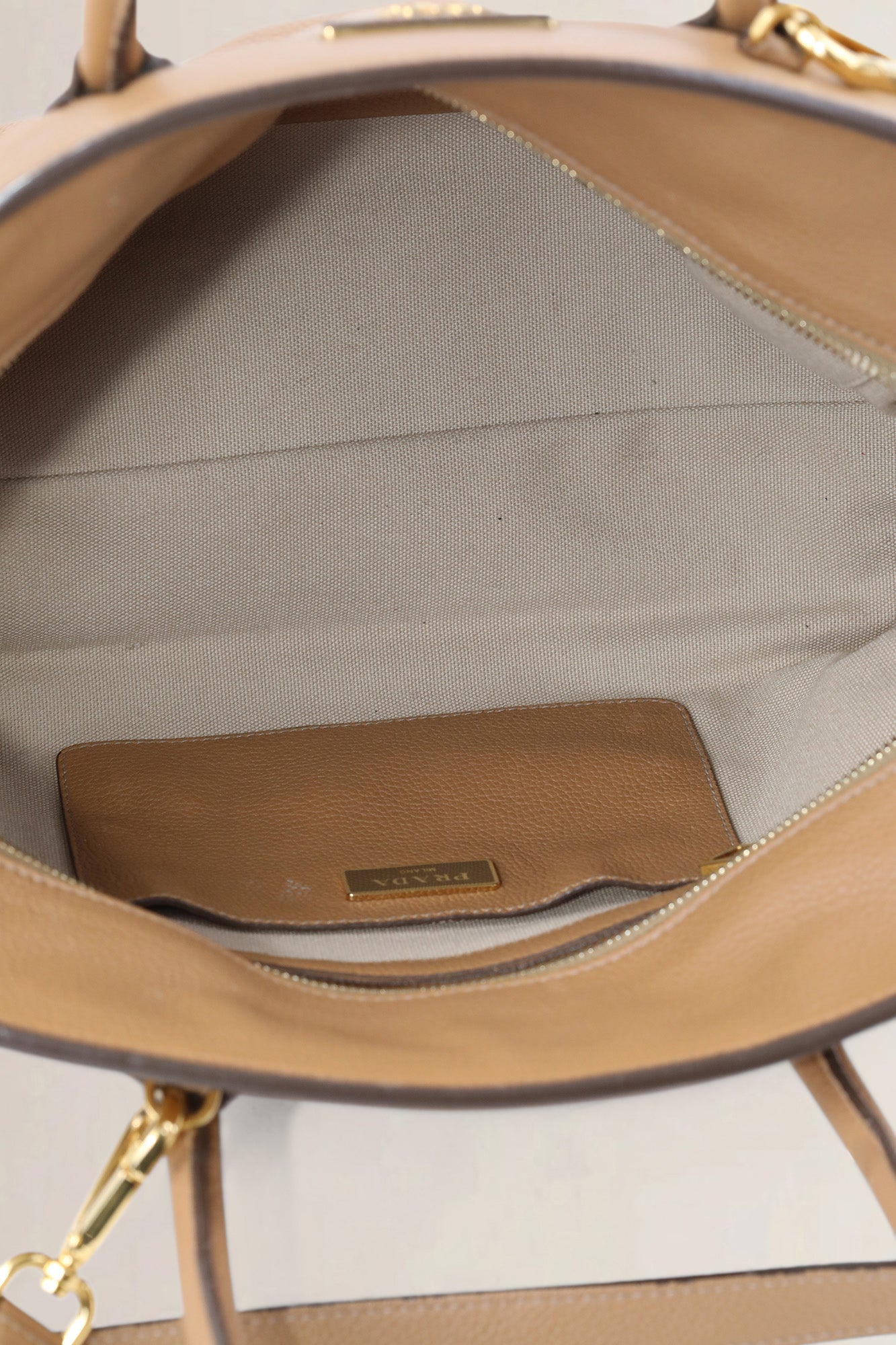 Prada Camel Vitello Daino Two Way Shoulder Bag