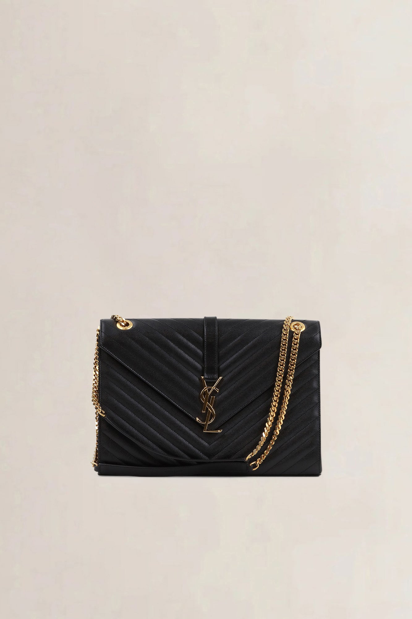 YSL Black Large Envelope Shoulder Bag