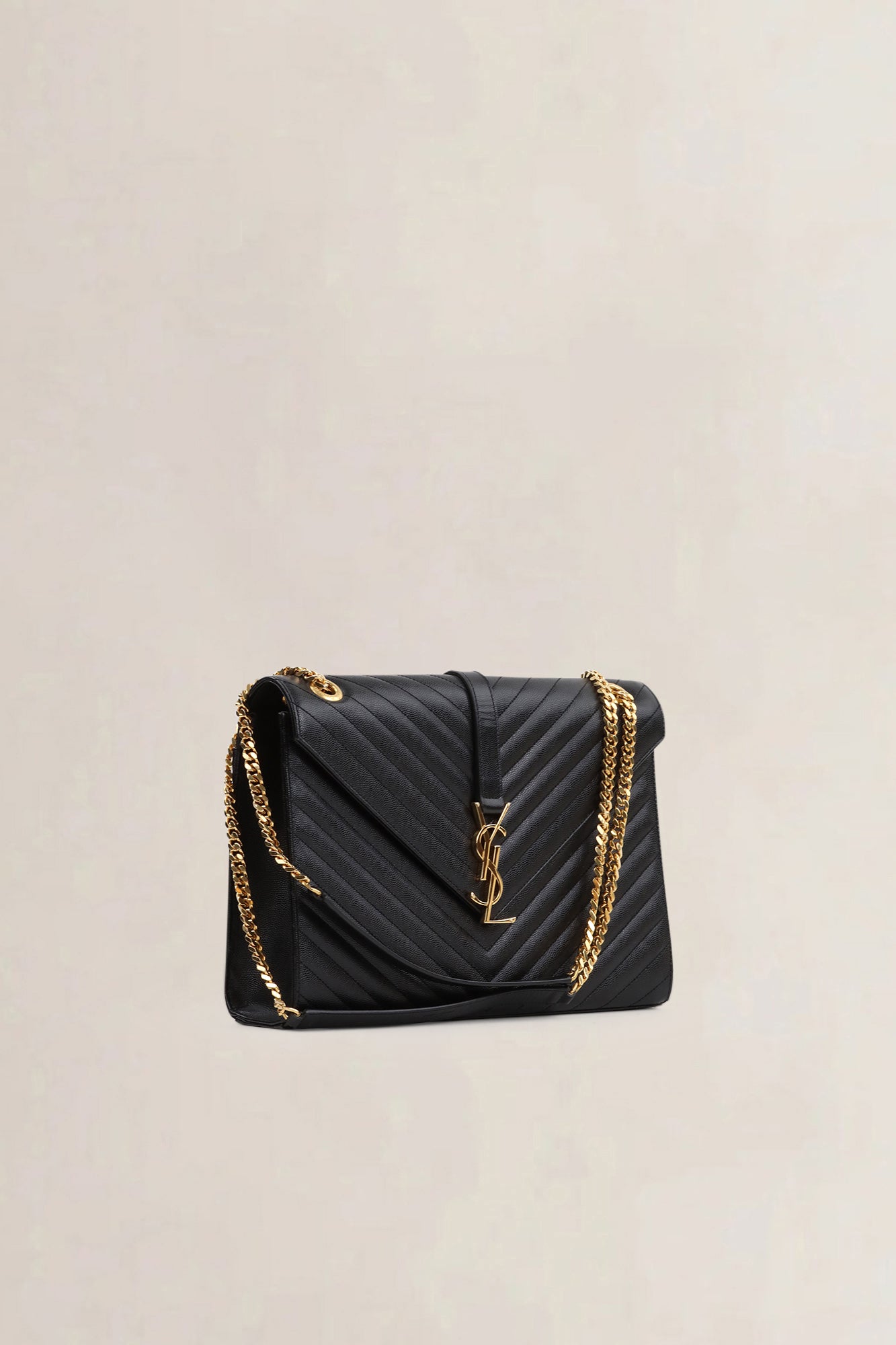 YSL Black Large Envelope Shoulder Bag