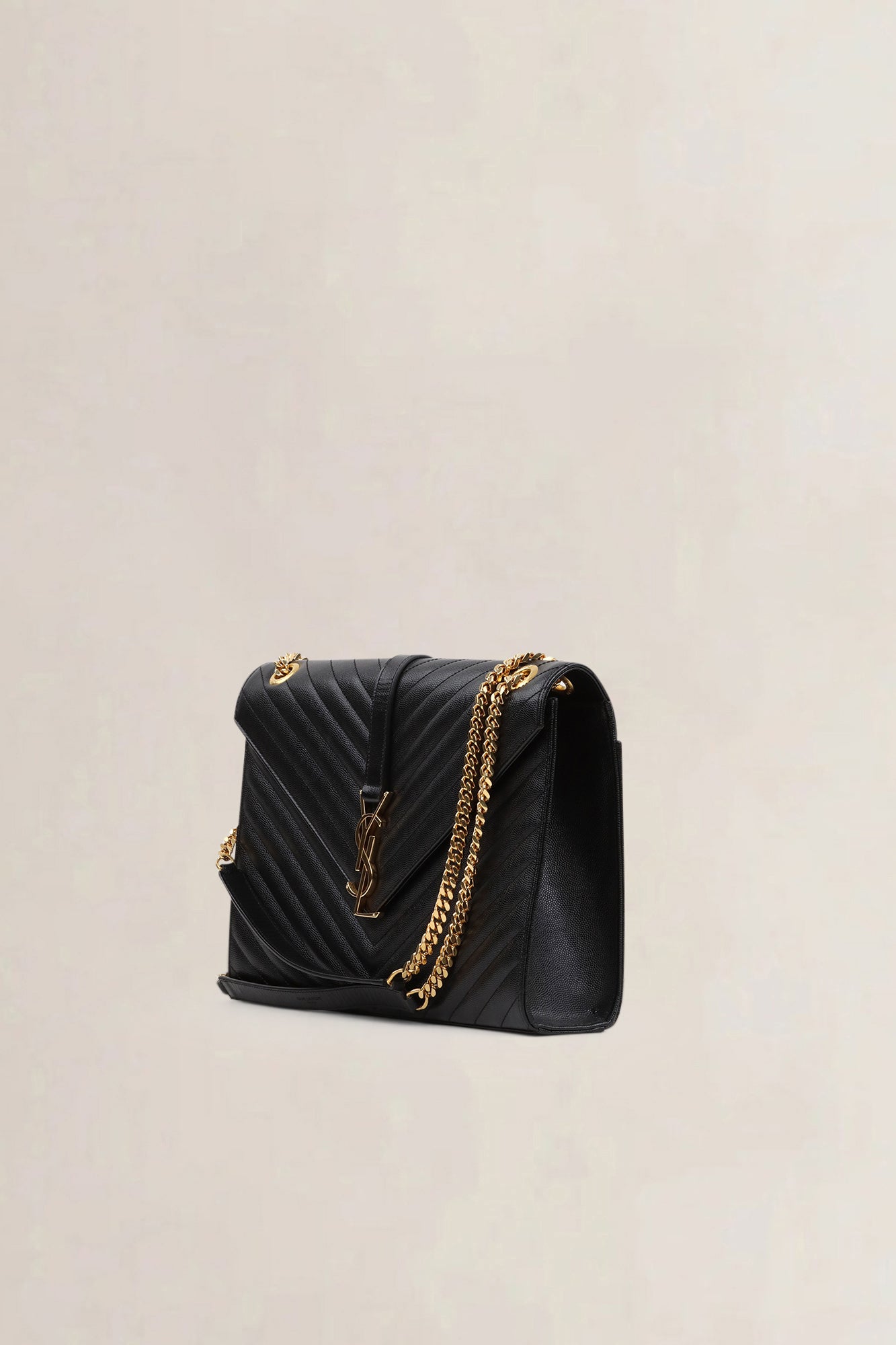 YSL Black Large Envelope Shoulder Bag