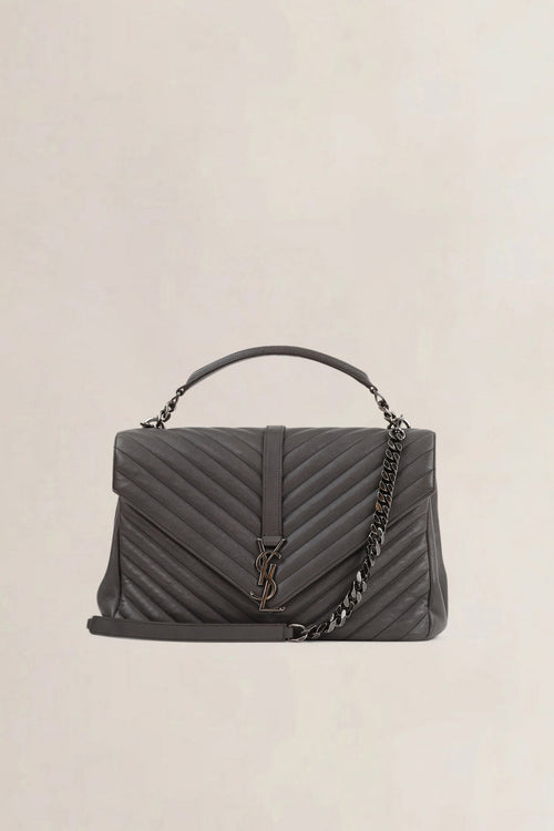 YSL Grey Large College Shoulder Bag
