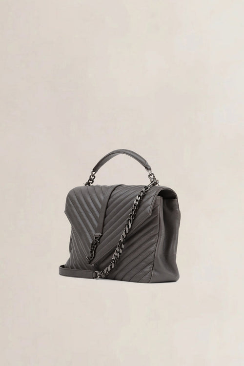 YSL Grey Large College Shoulder Bag