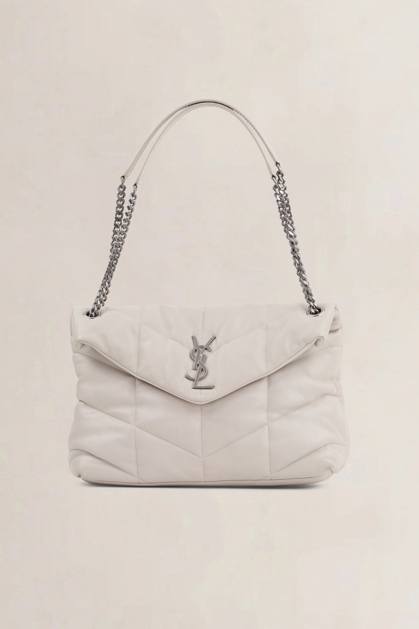 Saint Laurent White Loulou Large Shoulder Bag