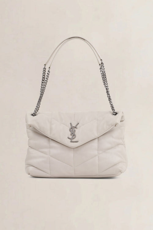 Saint Laurent White Loulou Large Shoulder Bag