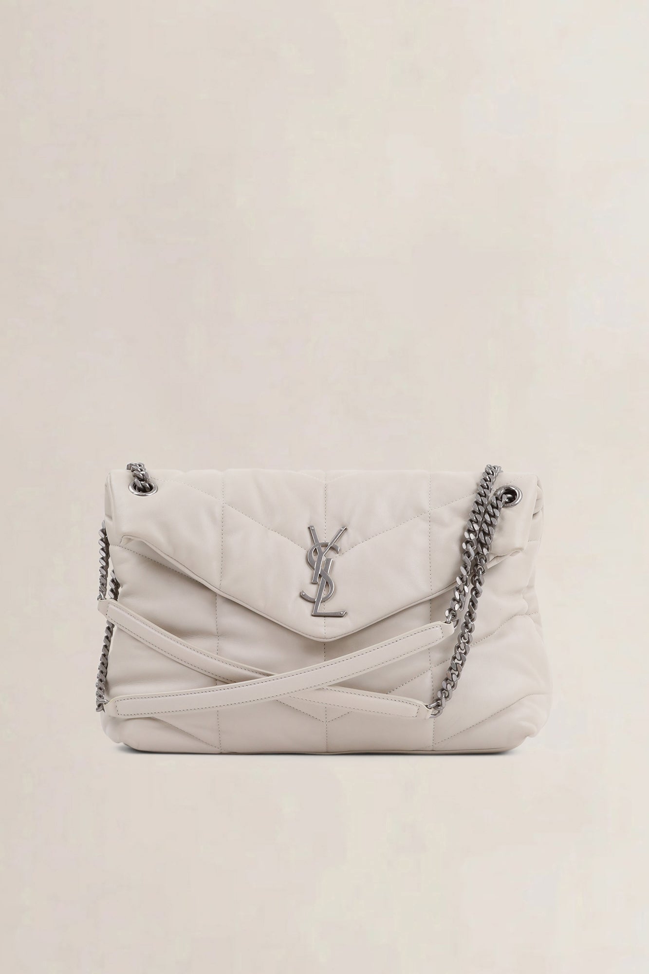 Saint Laurent White Loulou Large Shoulder Bag