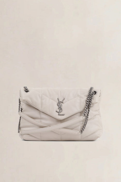 Saint Laurent White Loulou Large Shoulder Bag
