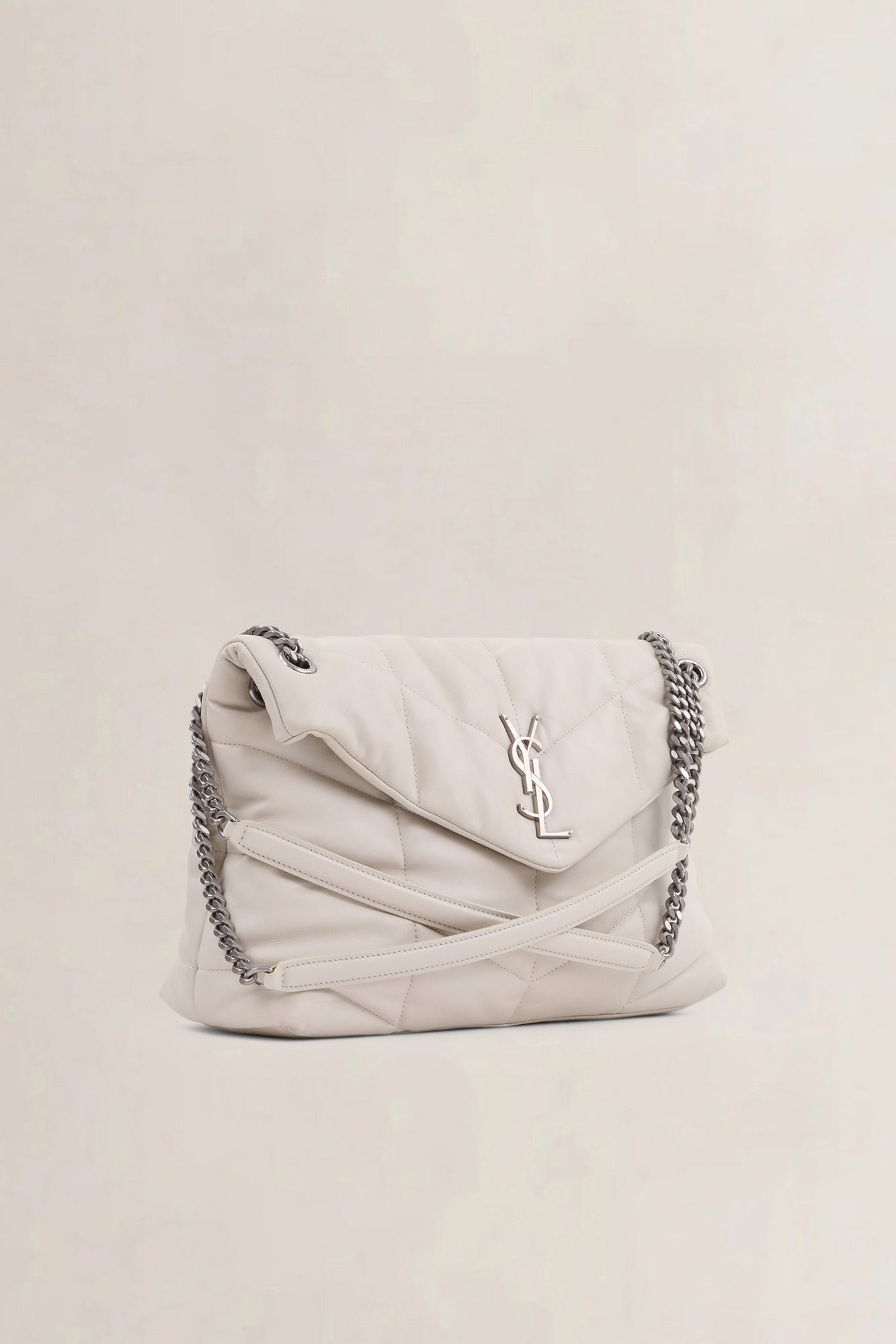 Saint Laurent White Loulou Large Shoulder Bag