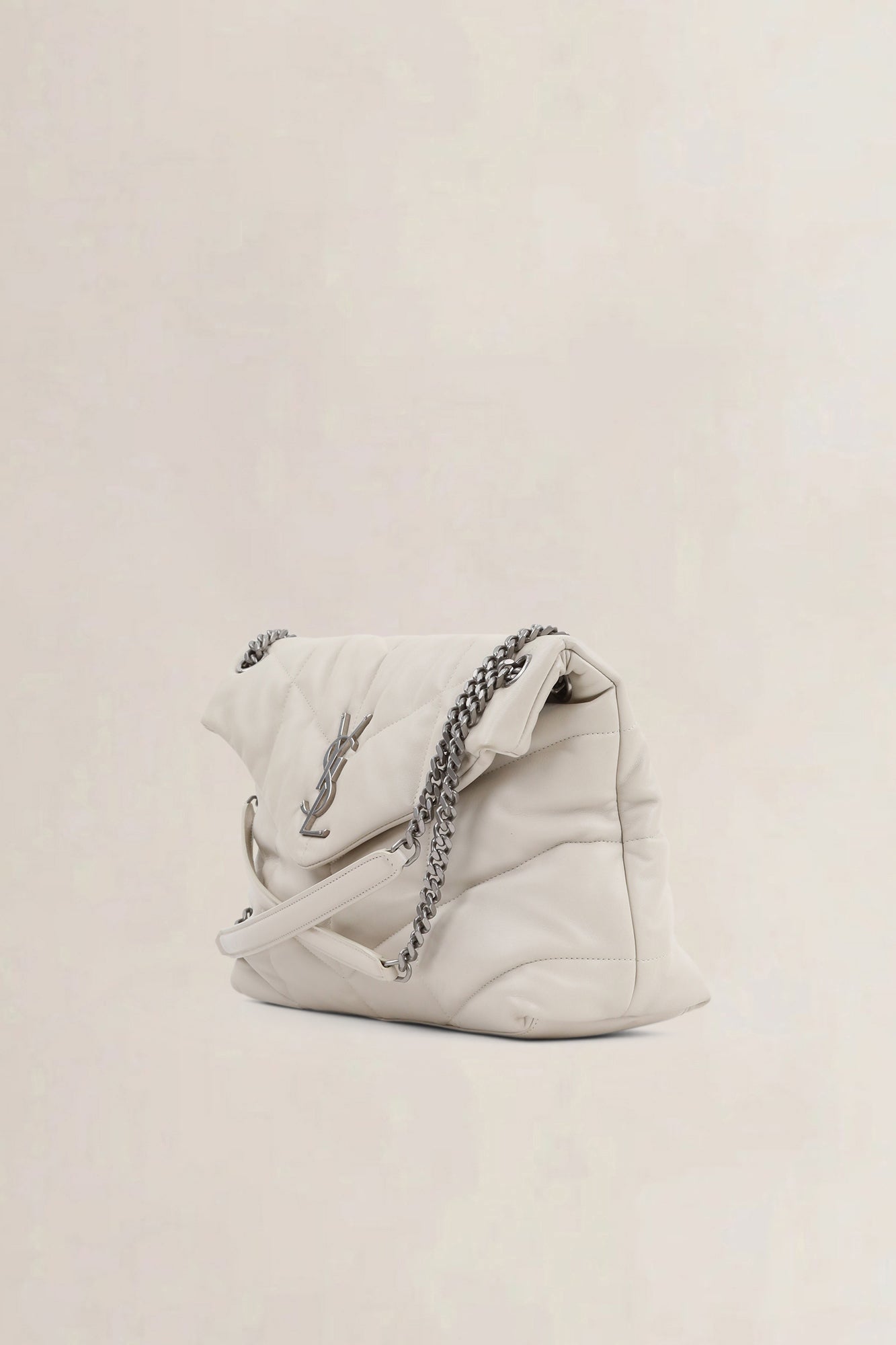 Saint Laurent White Loulou Large Shoulder Bag