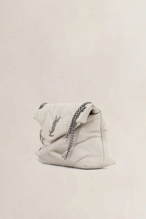 Saint Laurent White Loulou Large Shoulder Bag