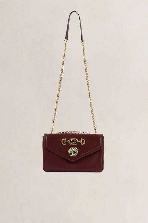 Gucci Dark Burgundy Rajah Tiger Head Crossbody Bag