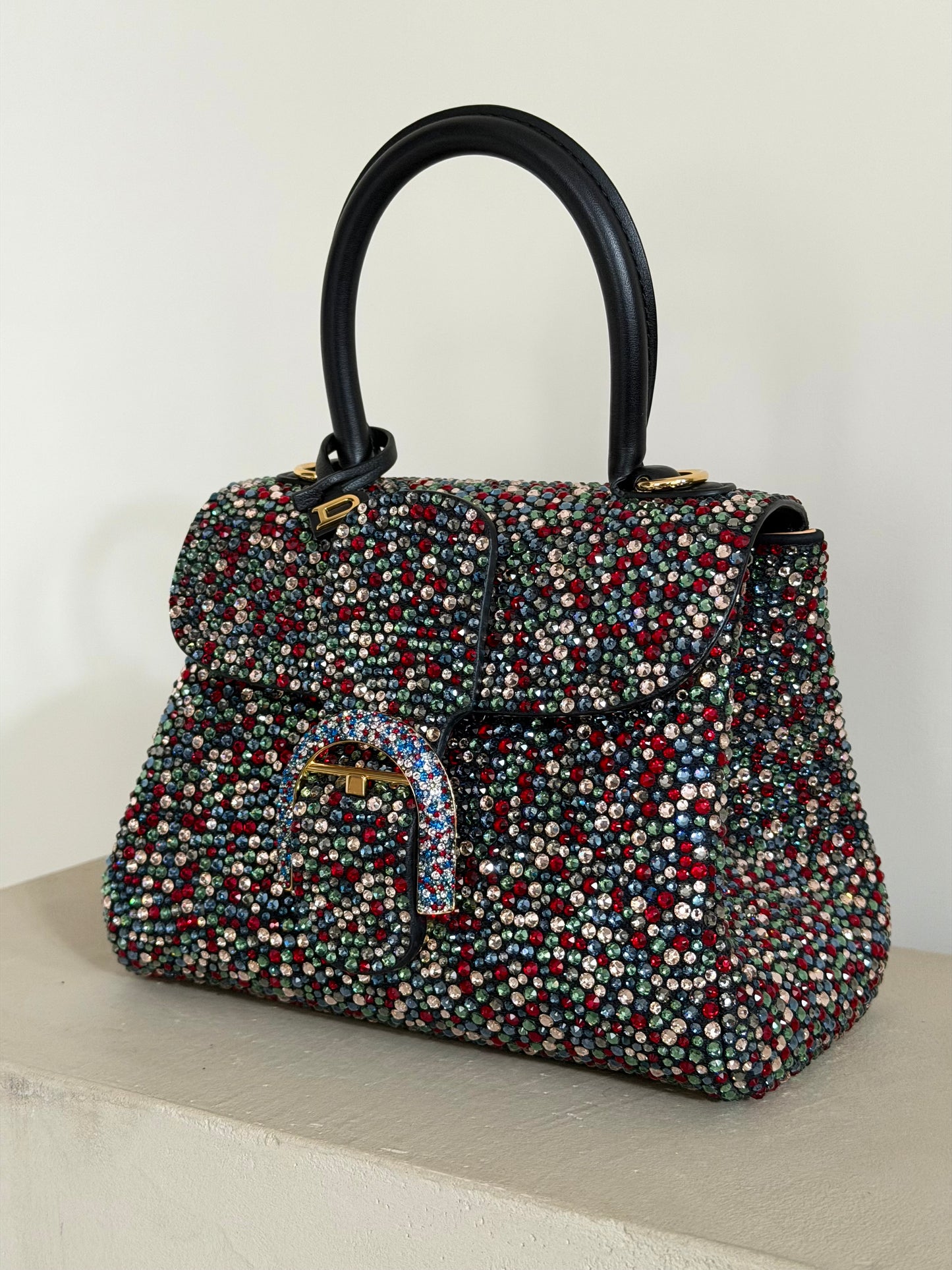 Delvaux Brillant Black Mini Crystal Multicolor Limited Edition Crossbody Bag