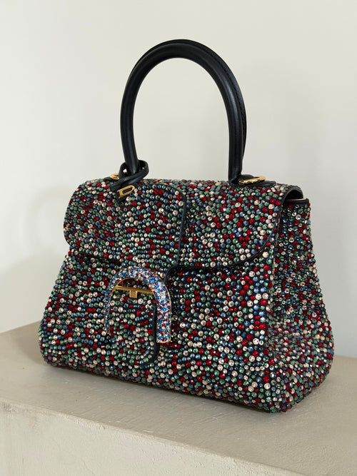 Delvaux Brillant Black Mini Crystal Multicolor Limited Edition Crossbody Bag
