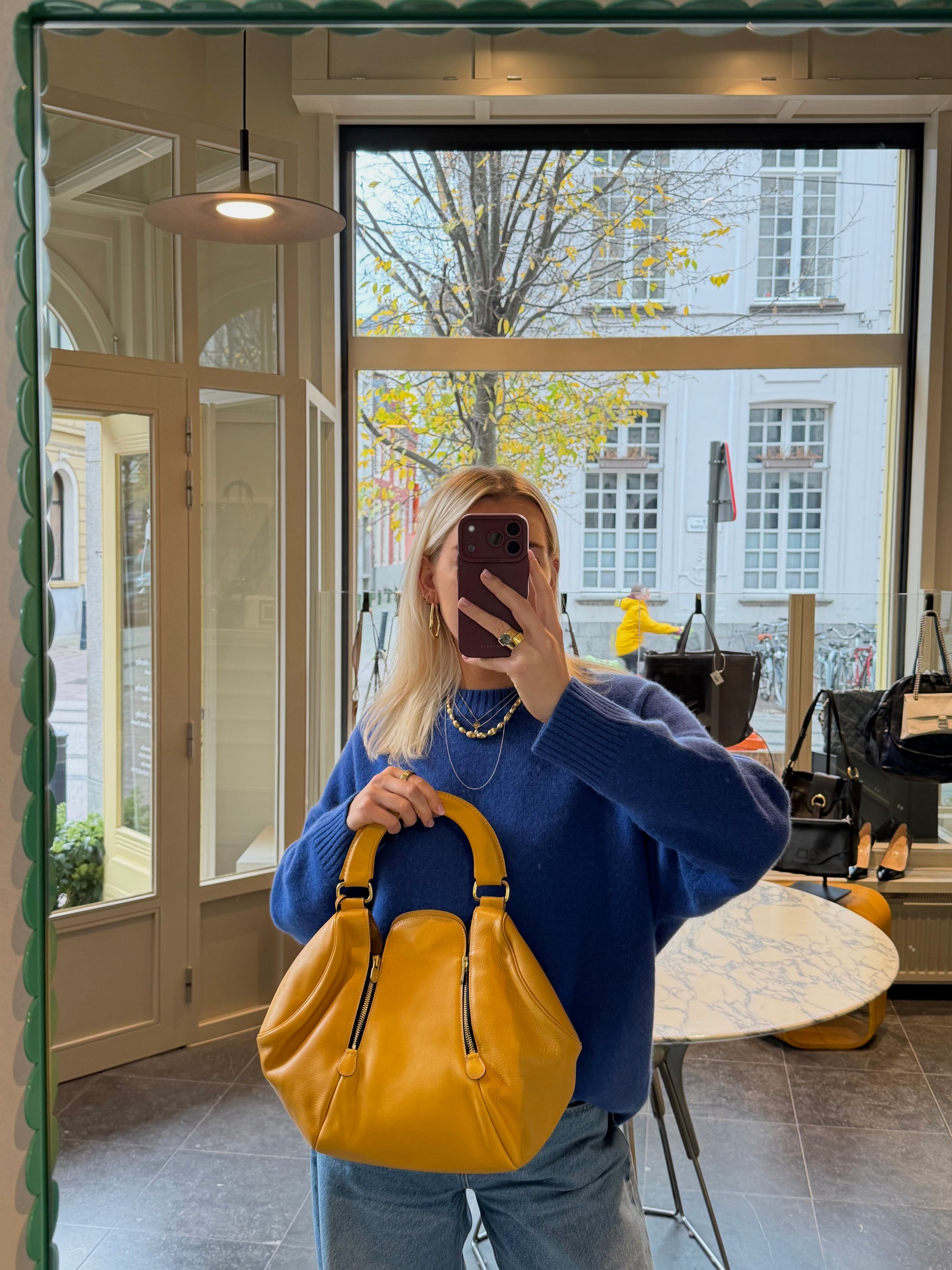 Delvaux Yellow Top Handle Bag