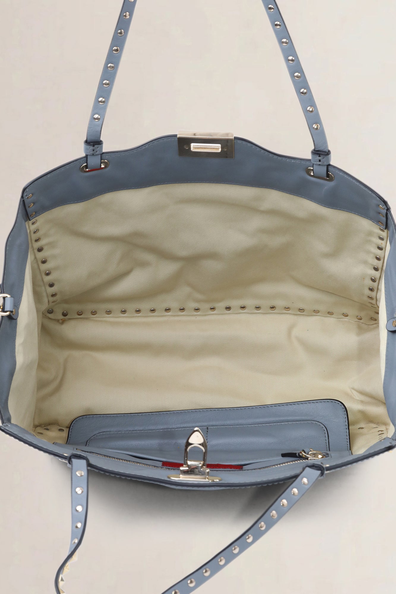 Valentino Garavani Grey/Blue Rockstud Shopping Bag