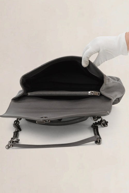 YSL Grey Large College Shoulder Bag