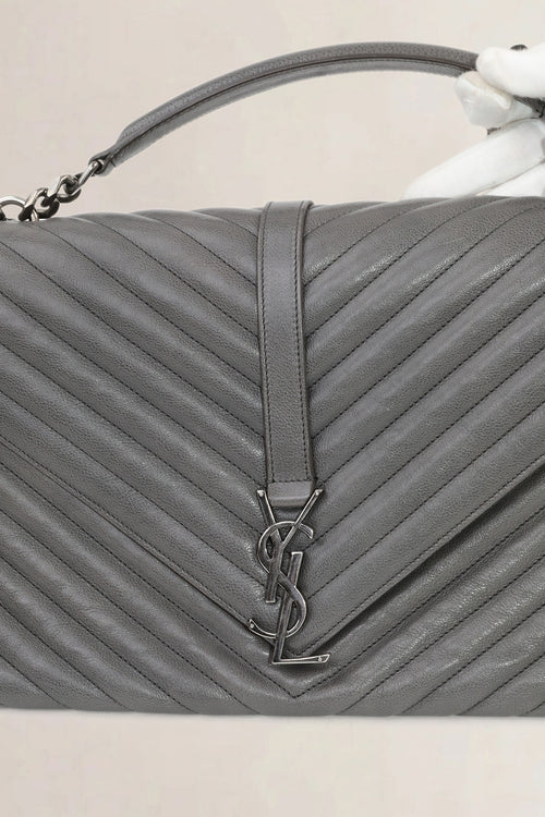 YSL Grey Large College Shoulder Bag