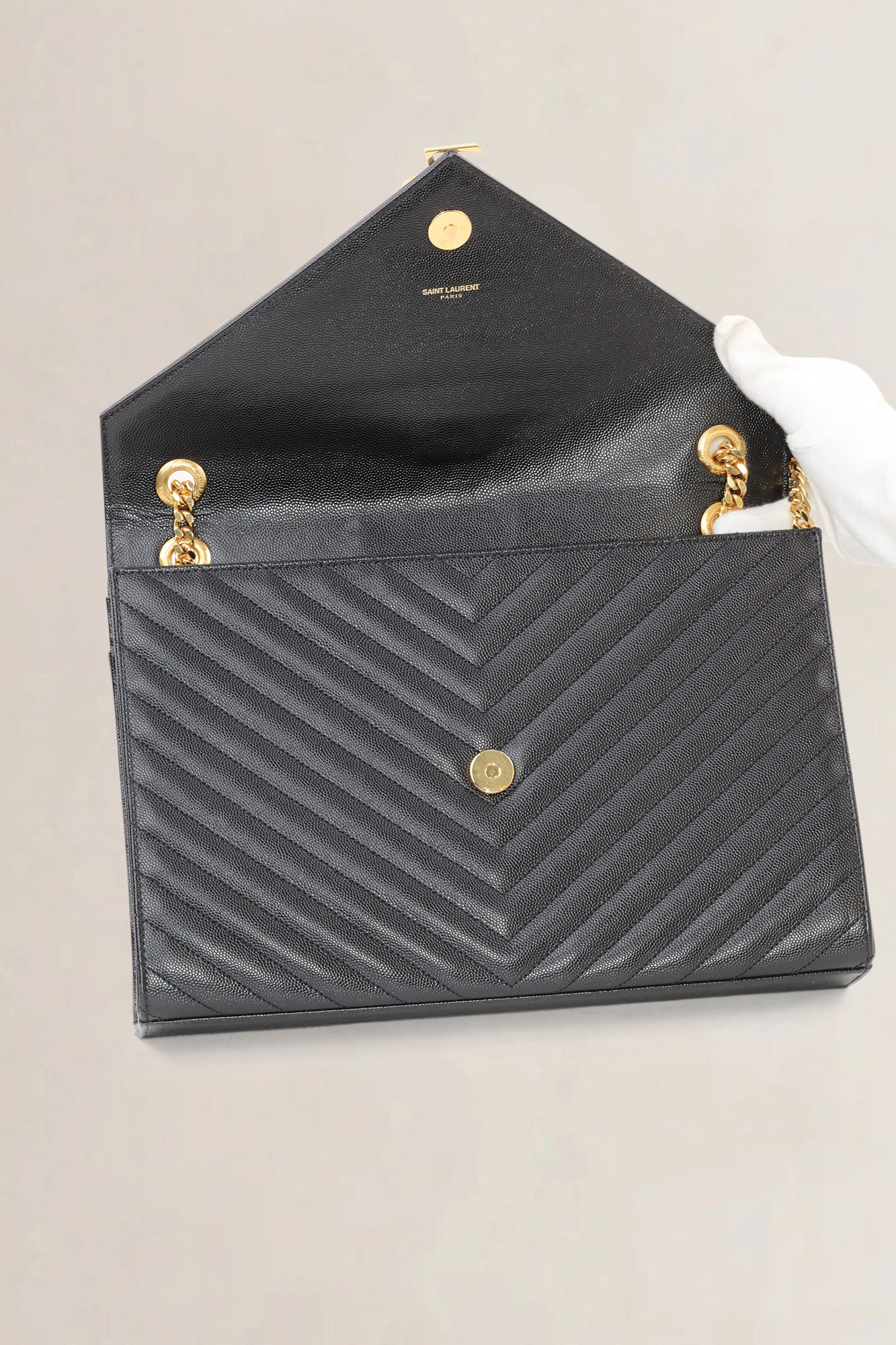 YSL Black Large Envelope Shoulder Bag
