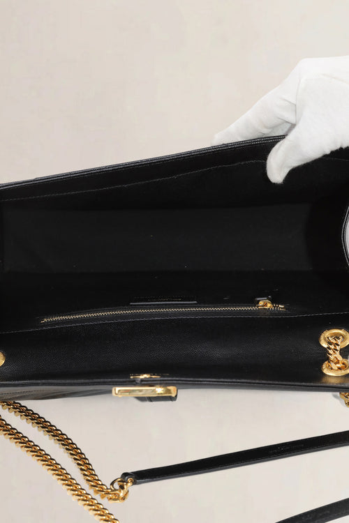 YSL Black Large Envelope Shoulder Bag