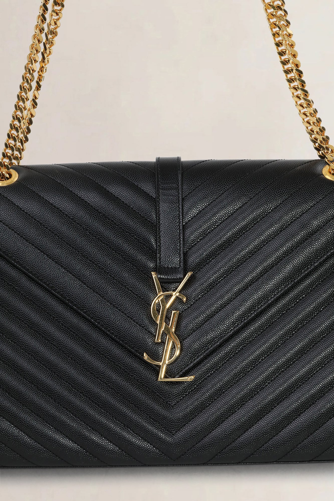 YSL Black Large Envelope Shoulder Bag