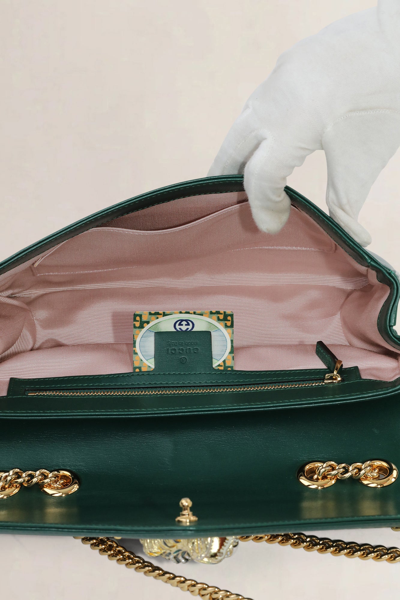 Gucci Green Rajah Tiger Head Crossbody Bag