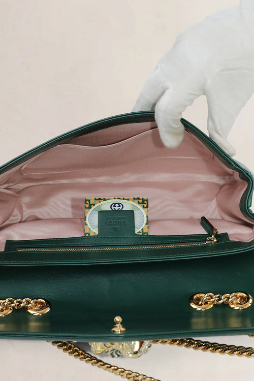 Gucci Green Rajah Tiger Head Crossbody Bag