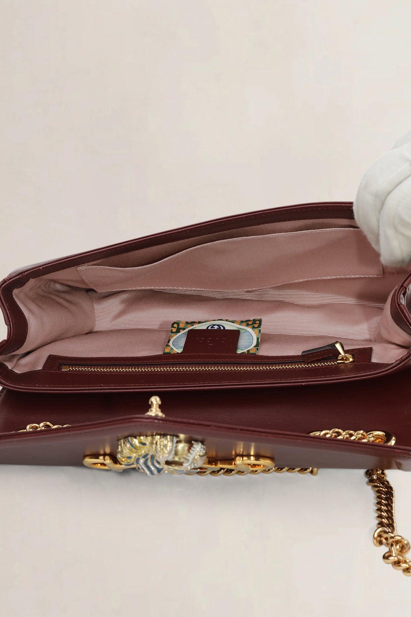 Gucci Dark Burgundy Rajah Tiger Head Crossbody Bag