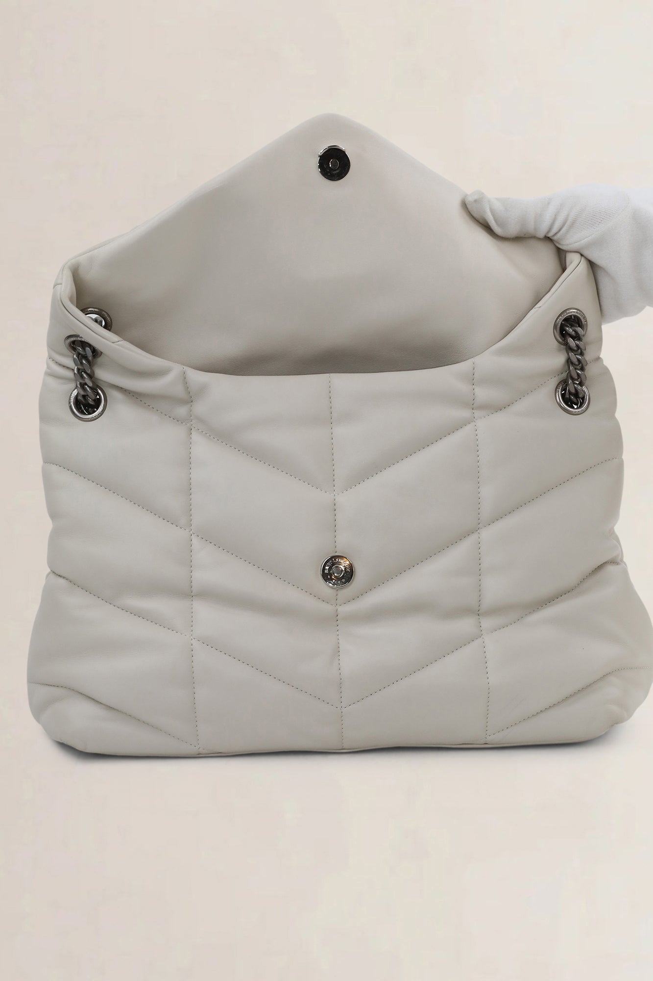 Saint Laurent White Loulou Large Shoulder Bag