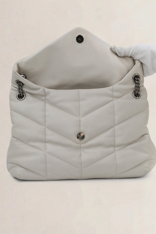 Saint Laurent White Loulou Large Shoulder Bag